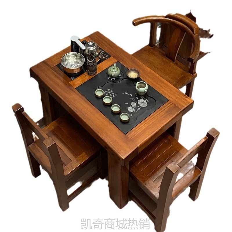 老船木茶桌茶具套装茶桌椅组合阳台小户型茶几客厅简约实木茶台