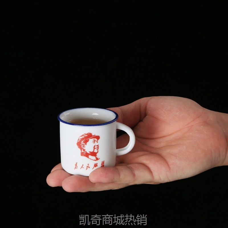 怀旧陶瓷茶杯 厂家直销6只装杯子创意酒杯仿搪瓷杯小号品茗杯特价