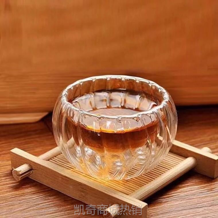玻璃双层杯子批发品茗杯花茶杯高硼硅真空手工艺厂家功夫茶具