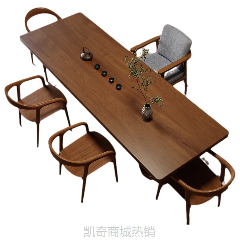 亚克力悬浮茶桌客厅家用实木茶几个性创意岛台大板泡茶桌餐桌一体