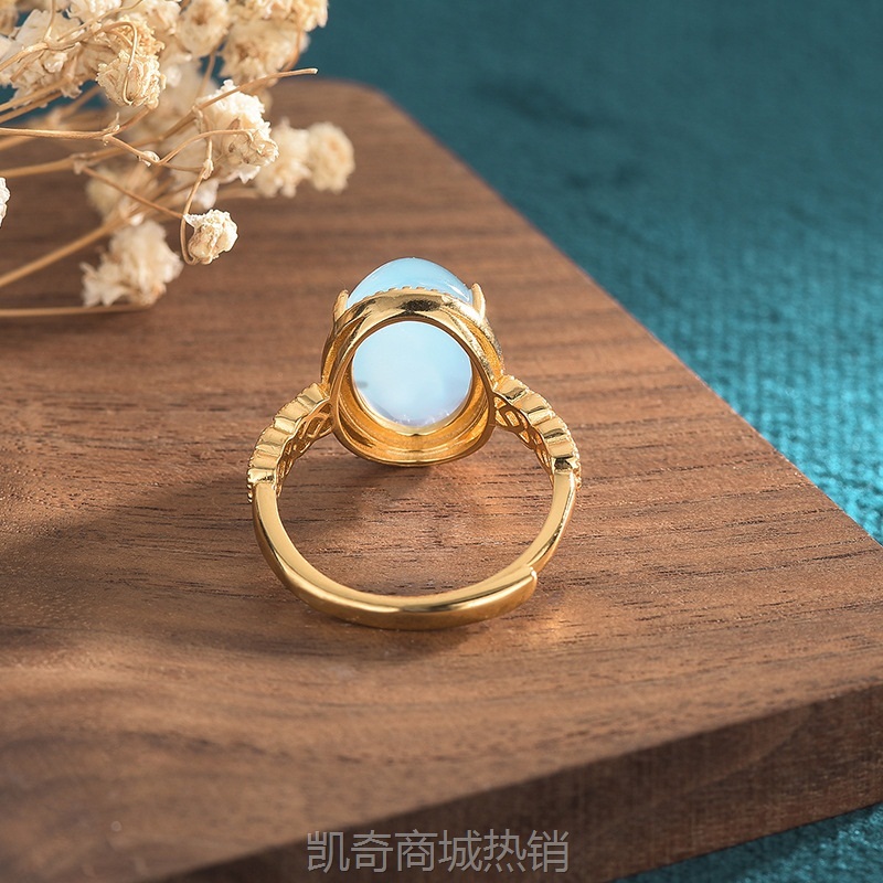 网红直播供货中国风古装汉服配饰古法金天然玉髓玛瑙复古戒指女