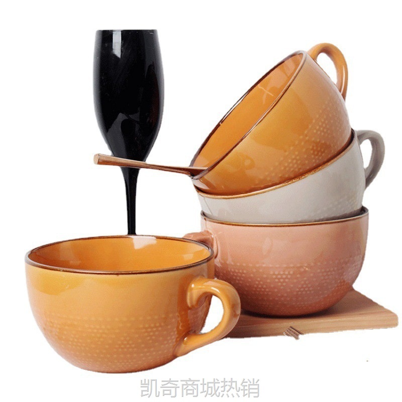 早餐碗微瑕北欧微波炉陶瓷杯家用大容量杯带盖勺燕麦杯大号马克杯