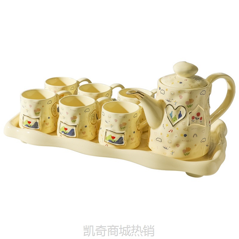 奶油风陶瓷水杯套装乔迁新居闺蜜女生生日礼物结婚伴手礼下午茶具