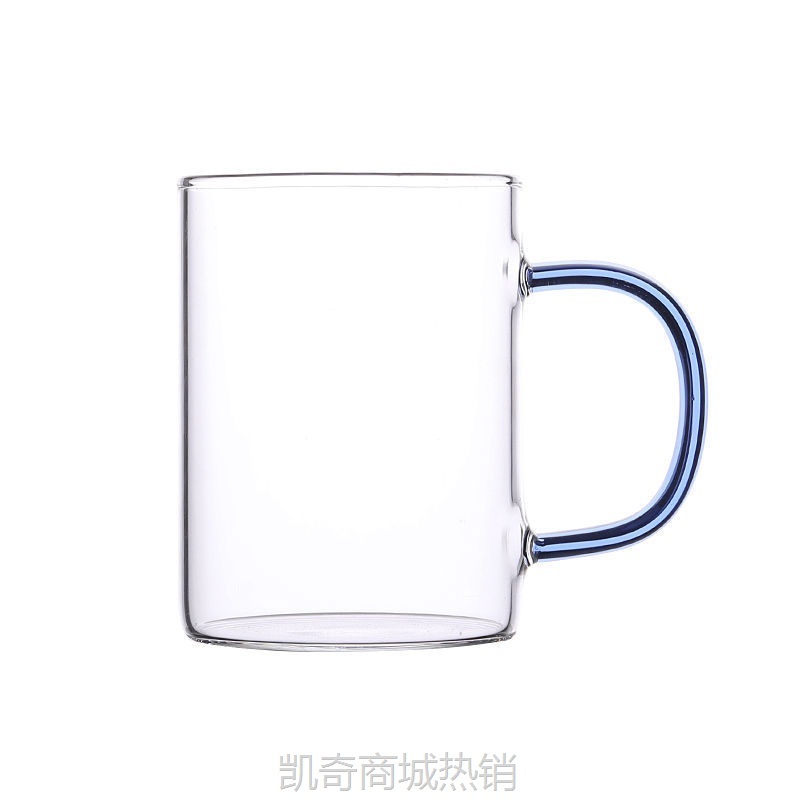 高硼硅玻璃杯 果汁家用彩把玻璃杯 办公室男女茶杯 花茶杯