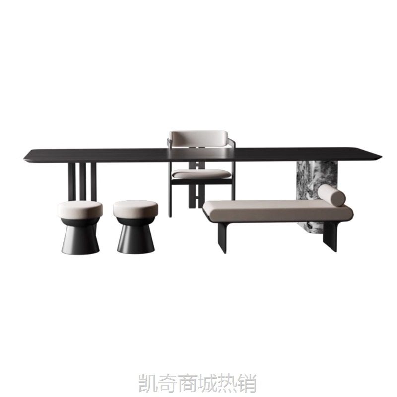 新中式茶桌椅组合实木简约现代岩板茶台家用客厅办公室禅意泡茶桌