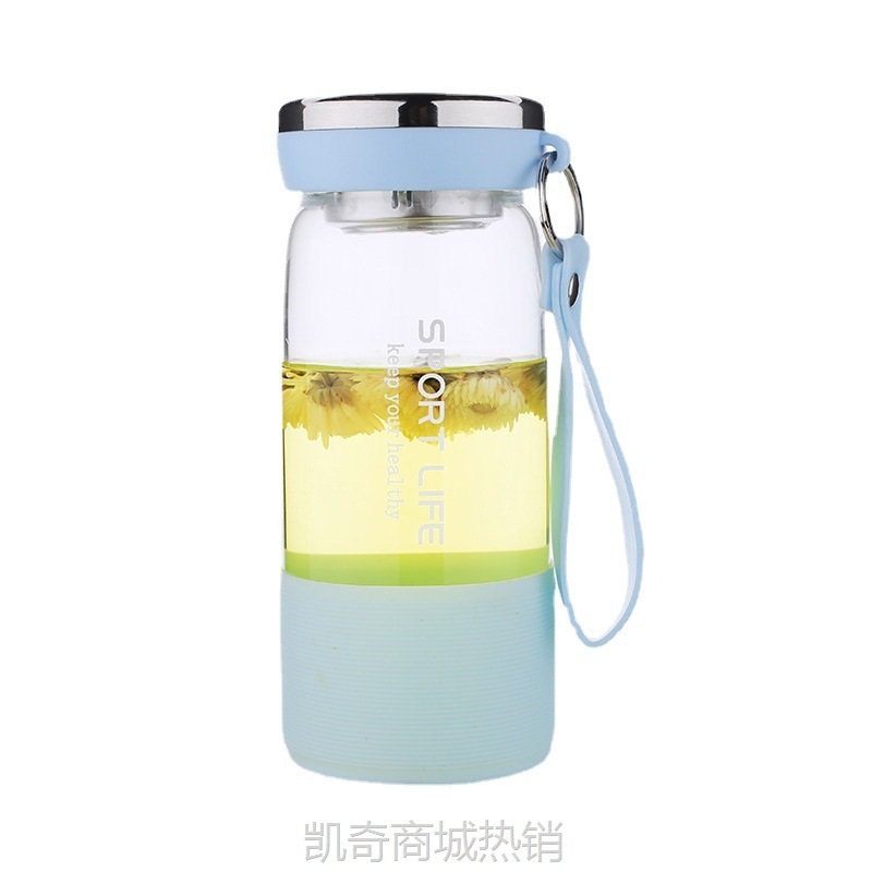 夏季高颜值水杯大容量女生花茶杯茶水分离泡茶玻璃杯便携杯子批发