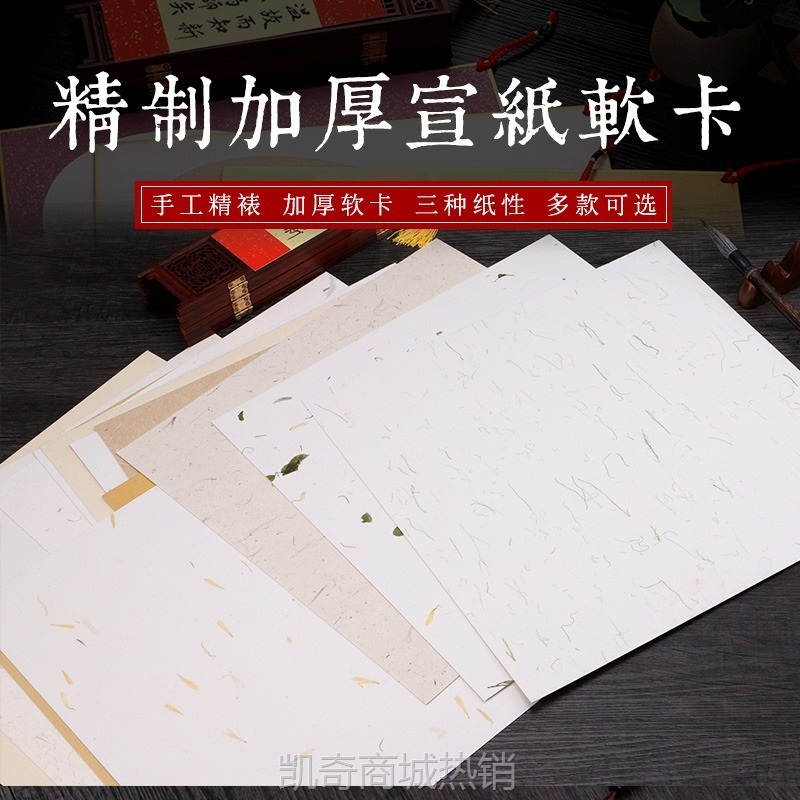 书法作品纸加厚半生熟云龙皮纸本色仿古空白麻纸花草纸宣纸卡纸