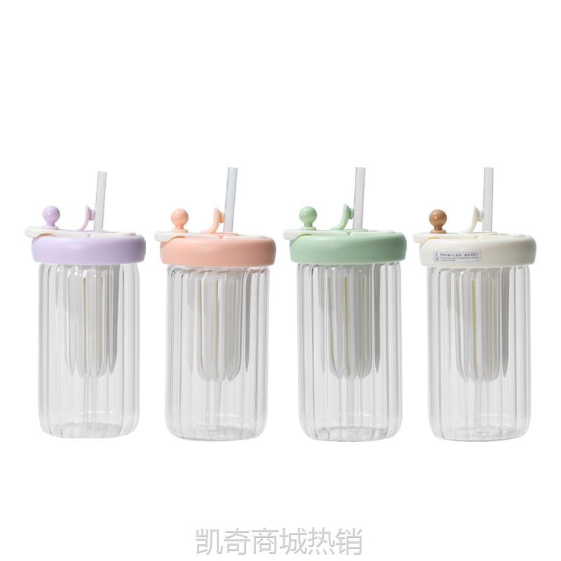 简约高硼硅玻璃杯耐热防爆带提绳便携水杯茶隔泡花茶杯子男女ins