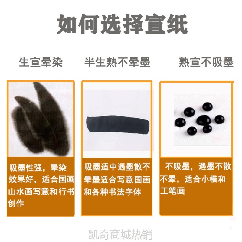 生宣半生半熟宣纸100张书法专用纸国画初学者四尺作品纸批发 包邮