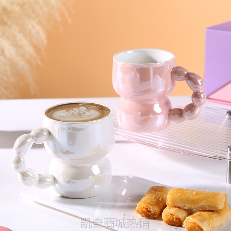 高颜值北欧轻奢马克杯小众少女心糖葫芦把手咖啡杯网红ins风茶具