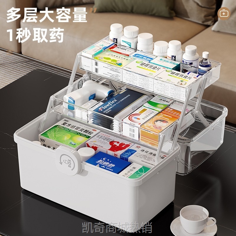 金猫家庭装大号药箱家用药品收纳箱大容量医药箱多层特大分类药盒