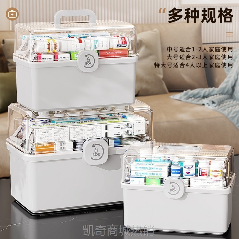 金猫家庭装大号药箱家用药品收纳箱大容量医药箱多层特大分类药盒