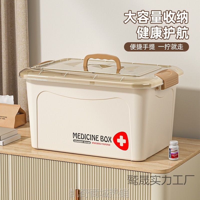 药箱家庭装收纳盒医药箱家用多层透明大容量便携式小药箱