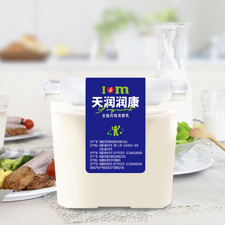 天润旗舰店新疆润康方桶2桶风味老酸奶1kg*2家庭装