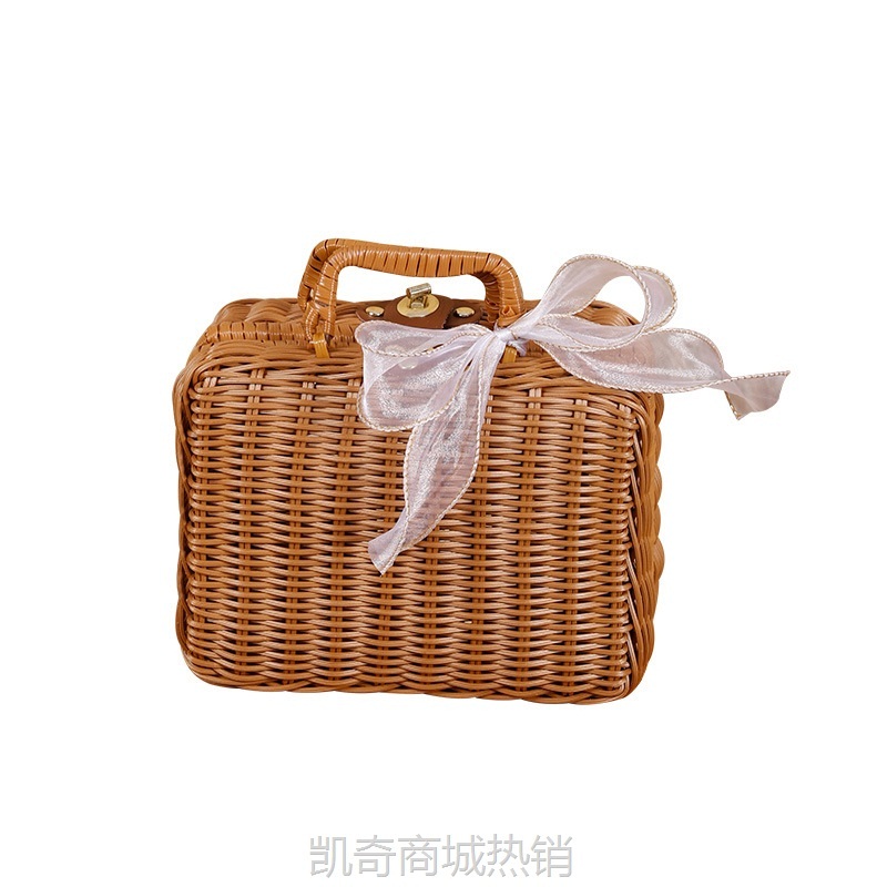 小红书爆款藤编手工编织手提箱化妆品整理收纳箱婚礼伴手礼礼品盒