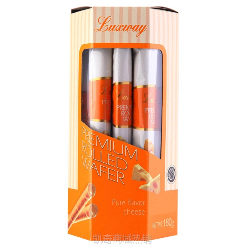 印尼进口乐卡斯爆浆威化180g/盒干酪/巧克力/卡布奇诺/草莓味伴手
