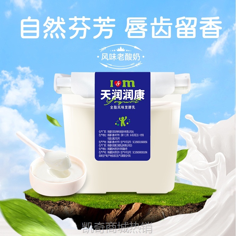 天润旗舰店新疆润康方桶2桶风味老酸奶1kg*2家庭装