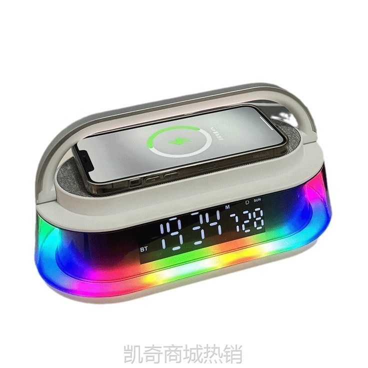 新品爆款手机无线充蓝牙音箱白噪音卧室台灯时间闹铃温度显示收音