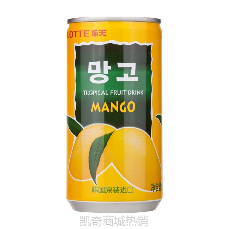 韩国进口LOTTE乐天芒果石榴樱桃汁饮料180ml网红小罐果汁饮品批发