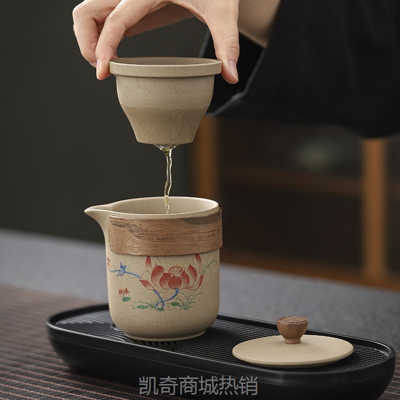 旅行茶具套装一壶三四杯粗陶快客杯便携式户外功夫泡茶壶伴手礼品