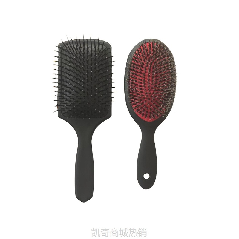 跨境三件套有现货当天发货猪鬃梳 大板气垫梳 造型按摩梳黑色