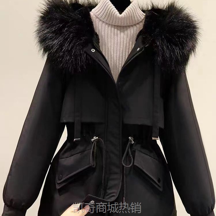 加绒加厚派克服女士短款宽松大码羽绒棉衣秋冬季韩版连帽休闲棉袄