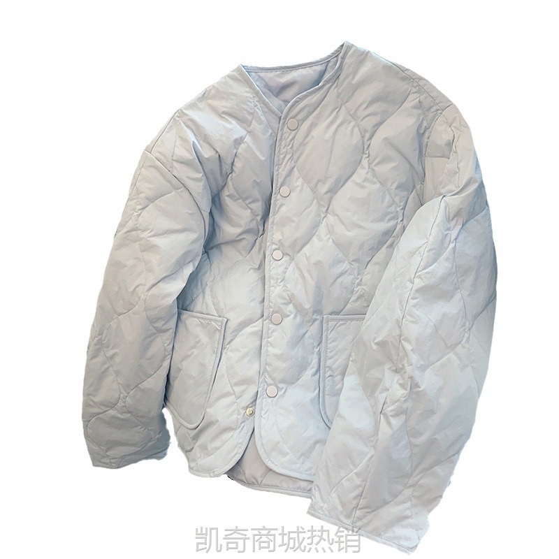 羽绒棉服女2023菱格轻薄秋冬新款棉袄小个子短款宽松保暖棉衣外套