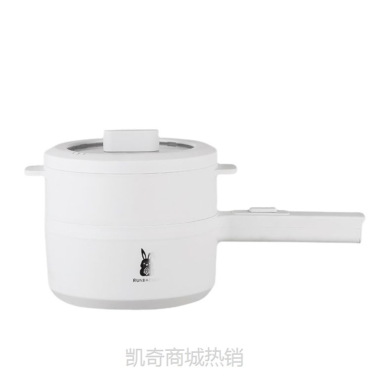 家用小电锅小白锅 电煮锅陶瓷不粘 长柄锅多功能电火锅宿舍锅炒锅
