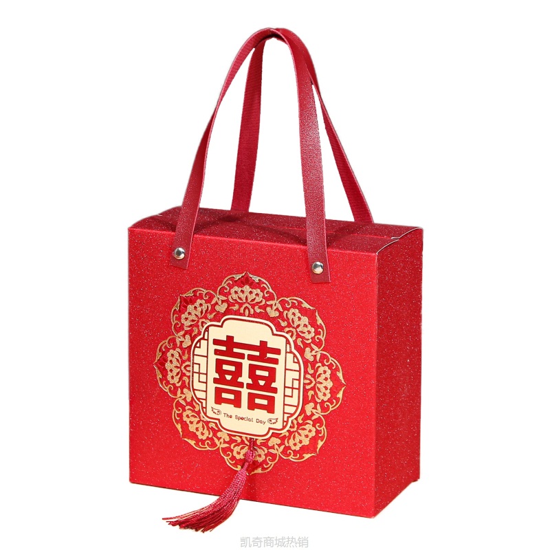 中国苏对扣喜糖盒创意复古结婚手拎伴手礼礼品盒子婚礼喜糖袋