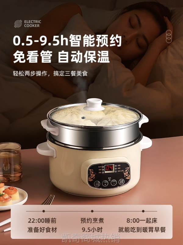 电煮锅多功能家用学生宿舍煮面小电锅电炒菜炒锅蒸煮一体锅电火锅