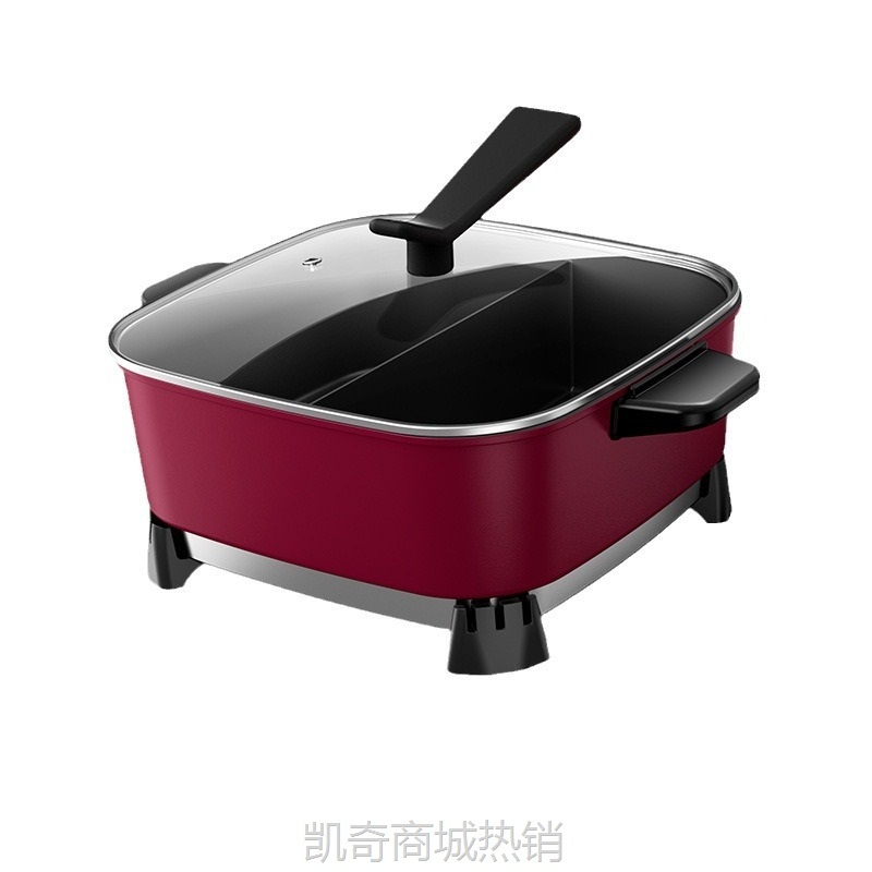 新款多功能家用6升大容量一体式不粘大功率电火锅料理锅电鸳鸯锅