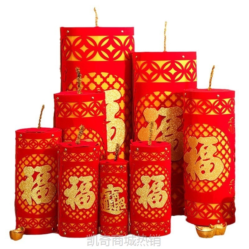 蛇年鞭炮摆件商场装饰过年2025仿真摆设新年坐炮堆头春节布置用品