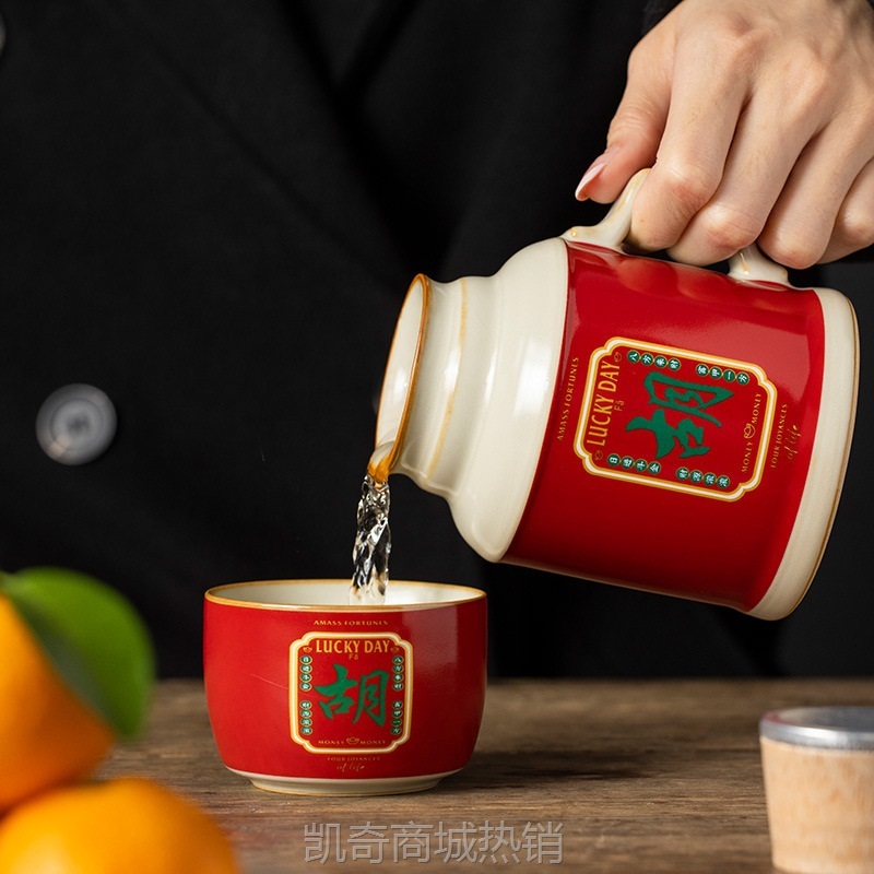 汝窑麻将胡泡茶壶小暖壶一人用大容量家用中式陶瓷焖茶壶单壶