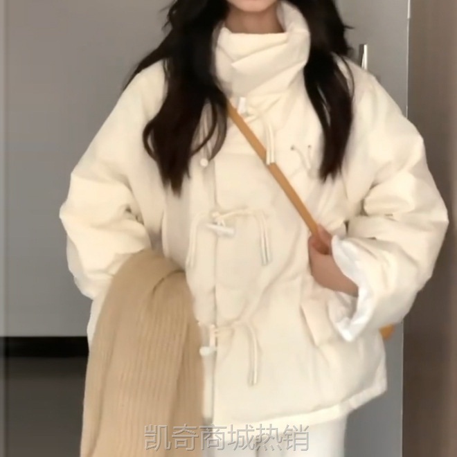 棉服女2024冬季新款韩系奶呼呼短款宽松棉衣学生牛角扣棉袄外套潮