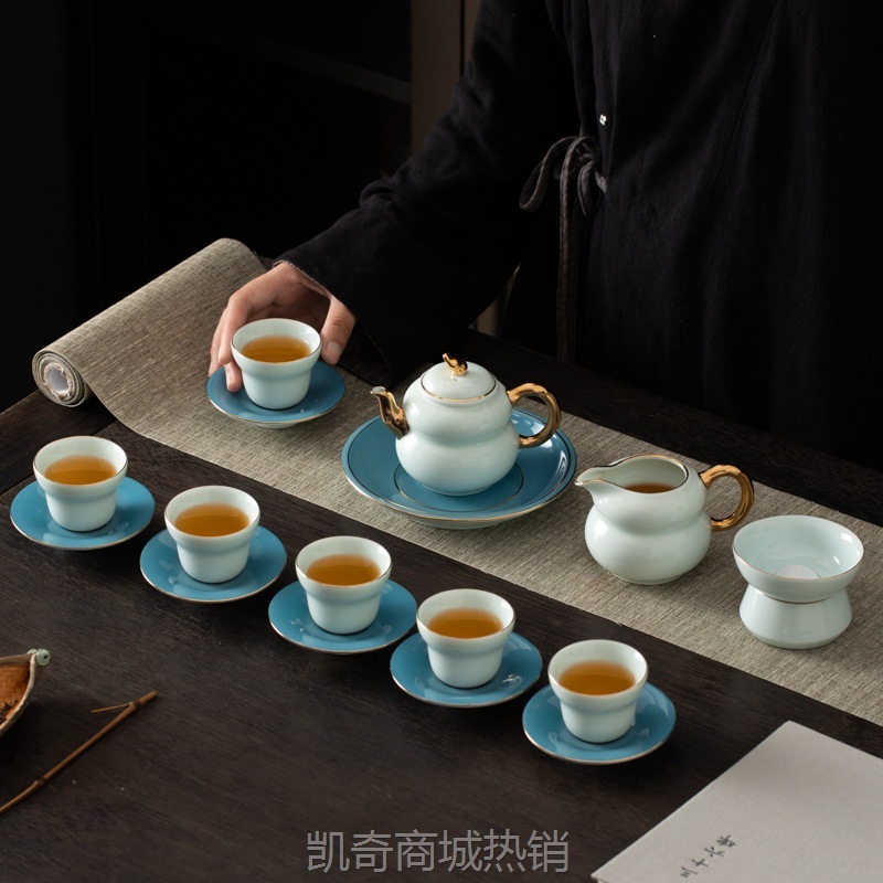 茶具茶盘套装家用高档轻奢陶瓷青花瓷茶壶茶杯套餐客厅办公室会客