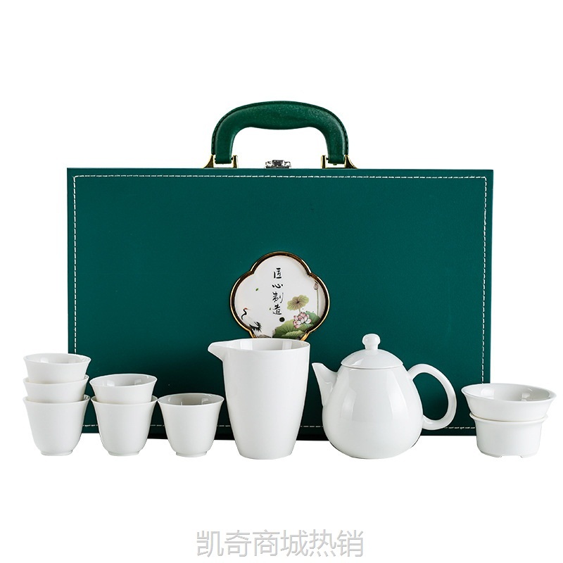 羊脂玉茶具套装德化白瓷全套茶杯盖碗整套礼盒装活动广告礼品批发