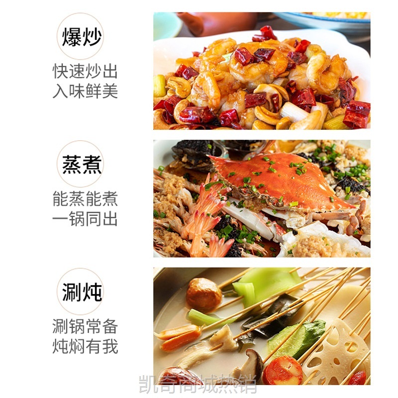特厚定时304电热锅电锅多功能家用电煮锅煎炸蒸煮炖炒一体电蒸锅