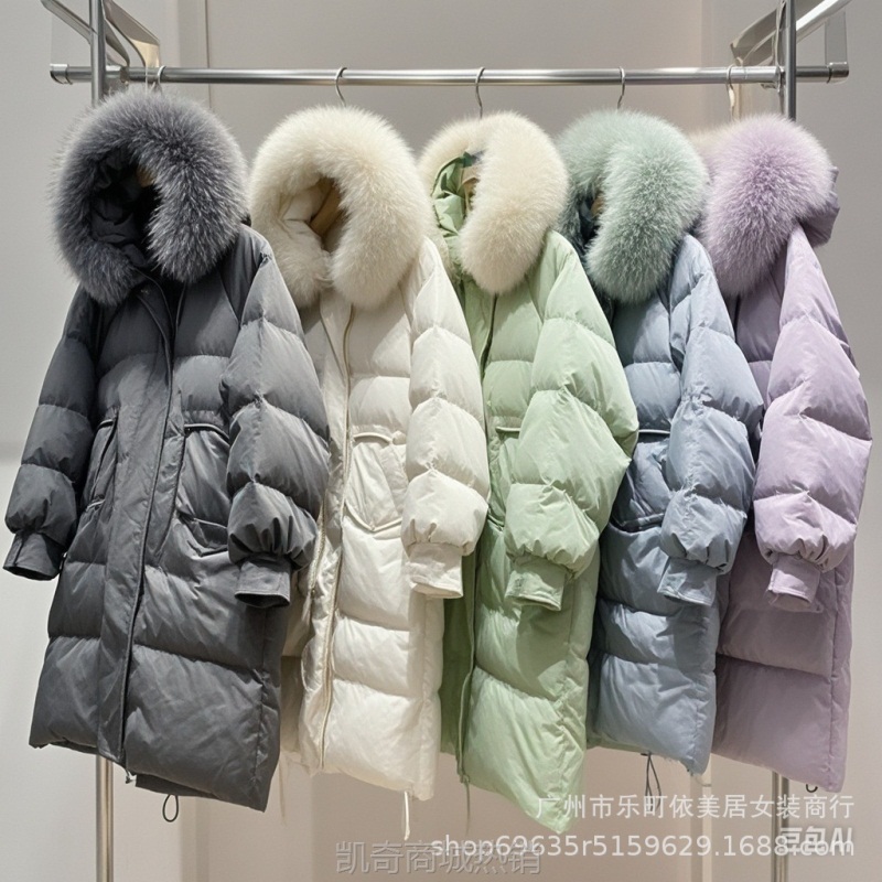 高端皮草派克羽绒服品牌折扣女装实体店批发拿货狐狸毛领撤柜女装