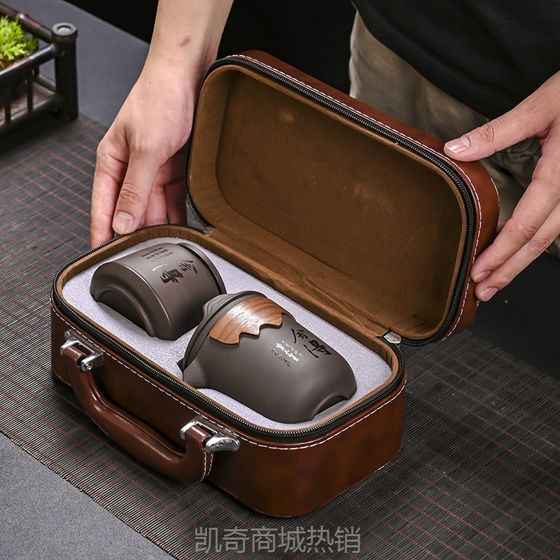 便携式车载旅行紫砂茶具套装出差户外旅游方便携带懒人泡茶壶茶杯