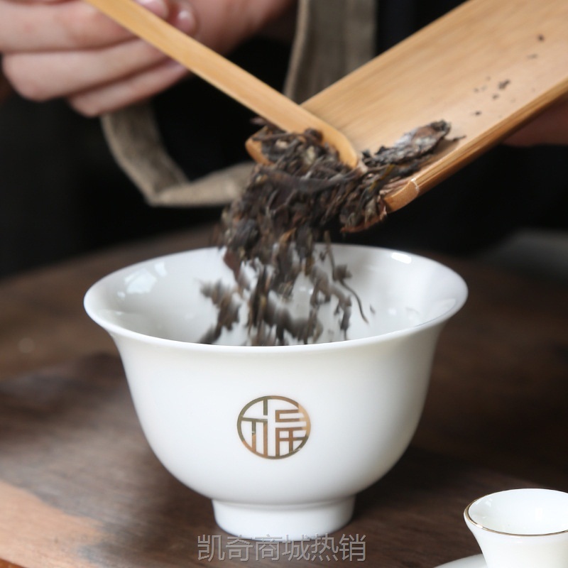 德化羊脂玉白瓷简约功夫茶具套装家用整套福字中式礼品陶瓷伴手礼