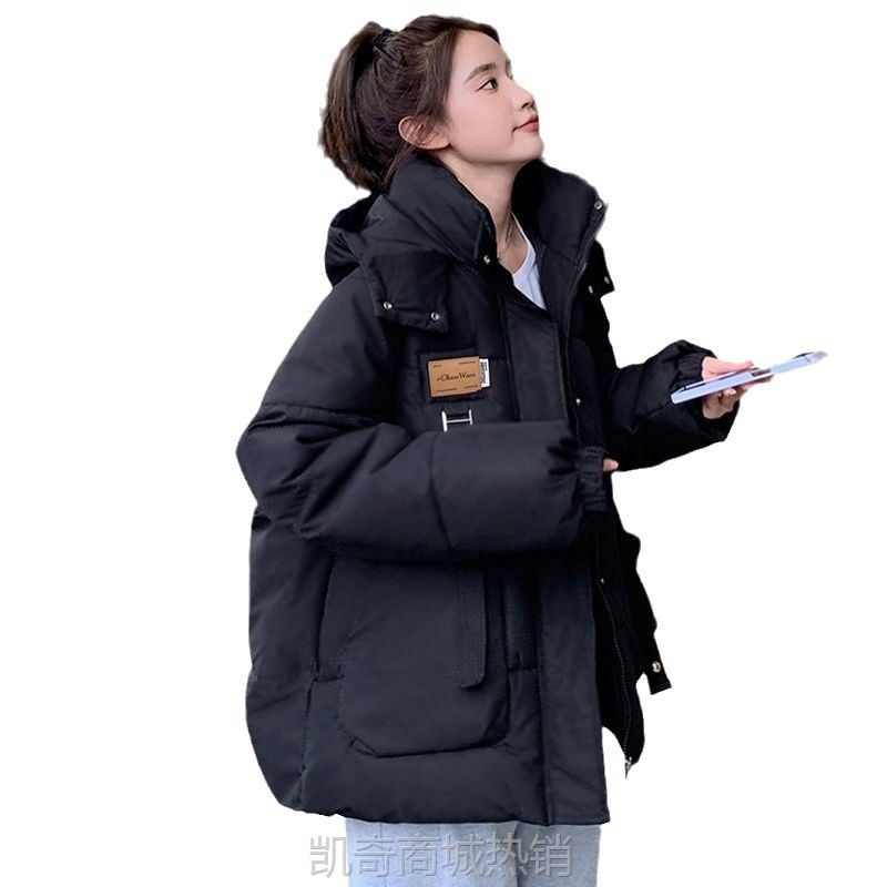 棉服女2024新款oversize面包服短款棉衣秋冬季外套加厚连帽棉袄潮