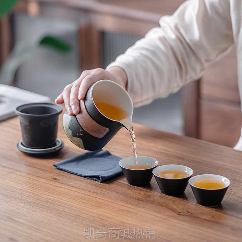 万里山河便携式旅行茶具伴手礼快客杯一壶三杯开业家用商务礼品