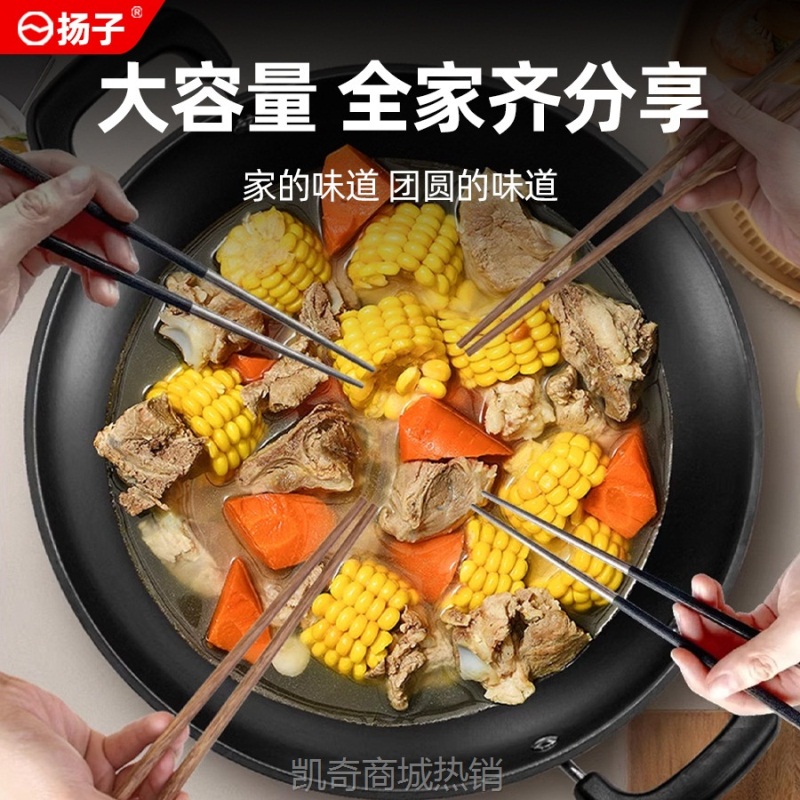 扬子铸铁电炒锅多功能家用电热锅电炒菜锅蒸煮一体式电火锅电煮锅