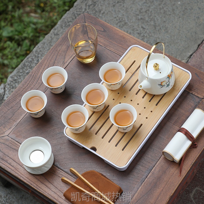 白瓷羊脂玉旅行功夫茶具套装家用轻奢茶壶茶杯户外便携式商务礼品