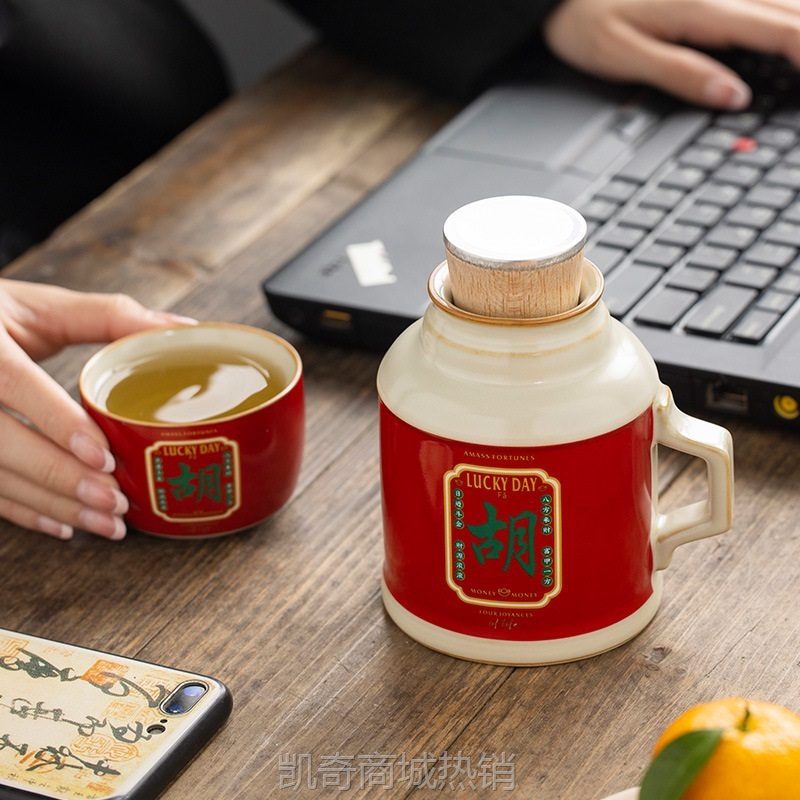 汝窑麻将胡泡茶壶小暖壶一人用大容量家用中式陶瓷焖茶壶单壶