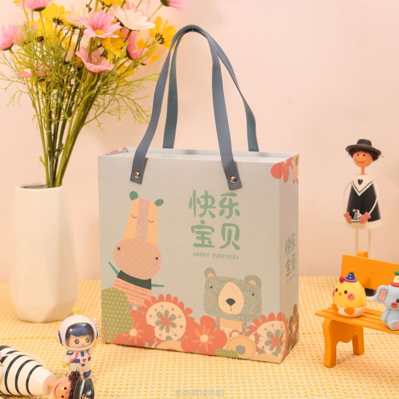 宝宝满月礼盒卡通可爱儿童生日伴手礼盒幼儿园礼物礼品手提抽屉盒