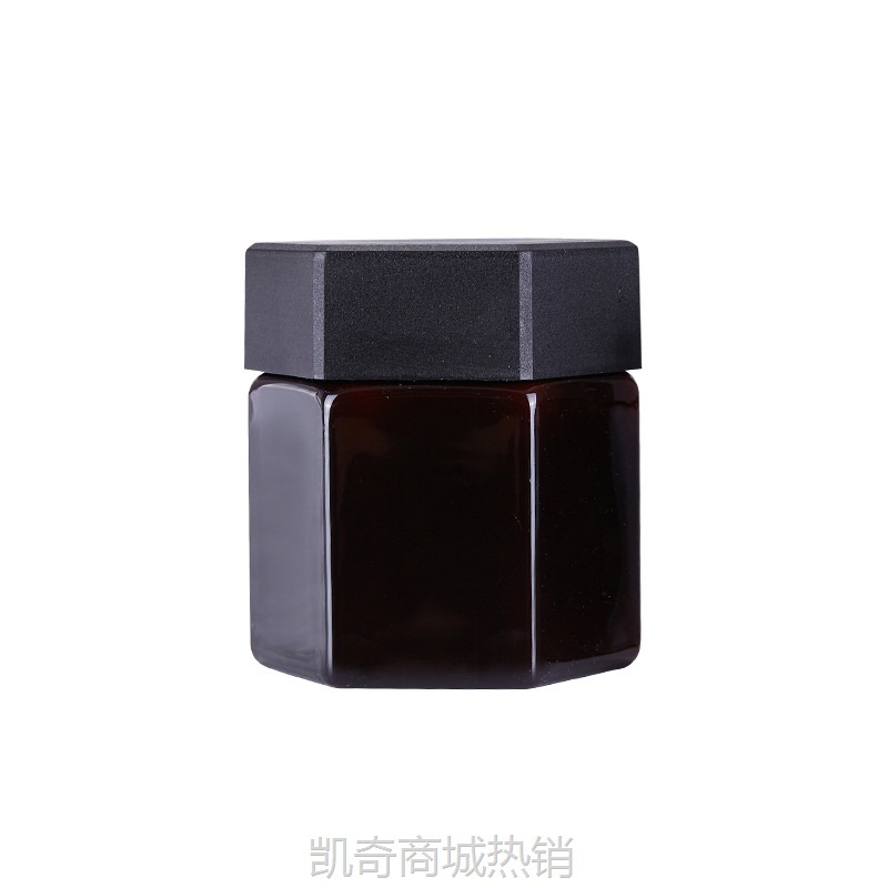 360mlpet塑料蜂蜜瓶松子果干梅子坚果食品罐透明密封六角瓶子定制