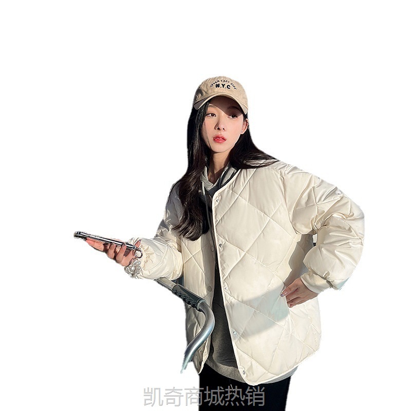 【♥首单0.1元♥】短款羽绒棉服女2023新款冬季韩版轻便爆款小个子轻薄菱格休闲外套