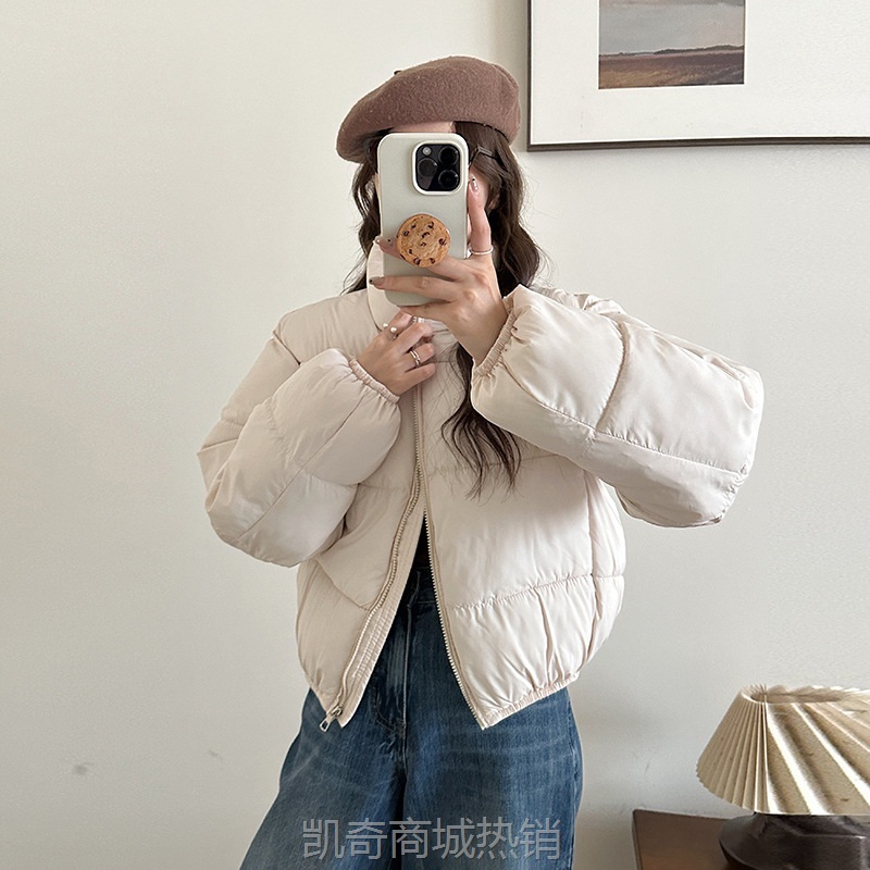 【♥首单0.1元♥】外贸棉衣女短款2024冬新款欧美小个子立领羽绒棉服女加厚棉袄外套