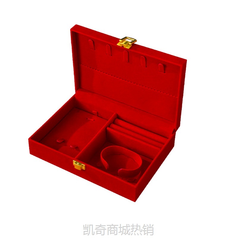 新款订婚新婚绒布高级感仪式感三金嫁妆首饰盒戒指项链珠宝收纳盒
